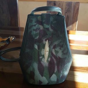 Genuine Stingray and leather camo, backpack purse
